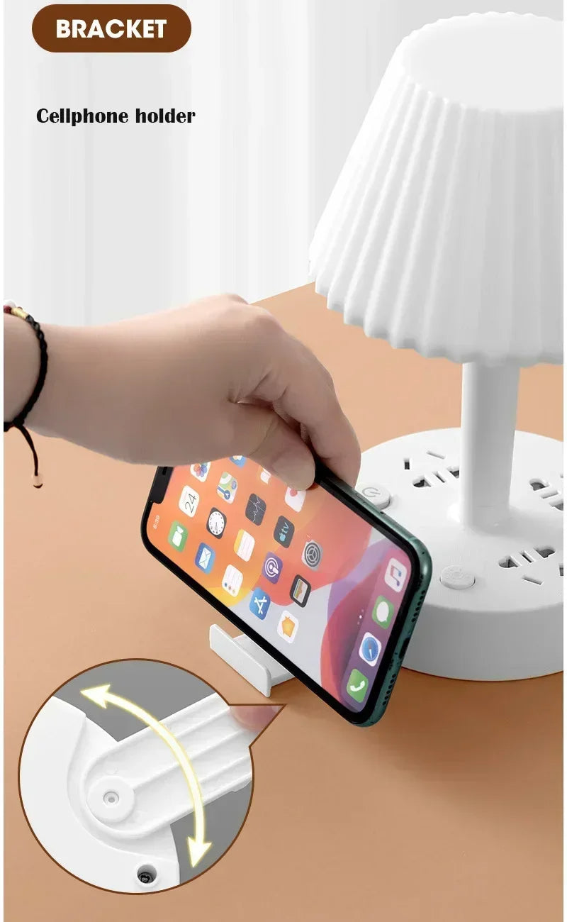 Lámpara de Noche Inteligente con Soporte Celular color rosado