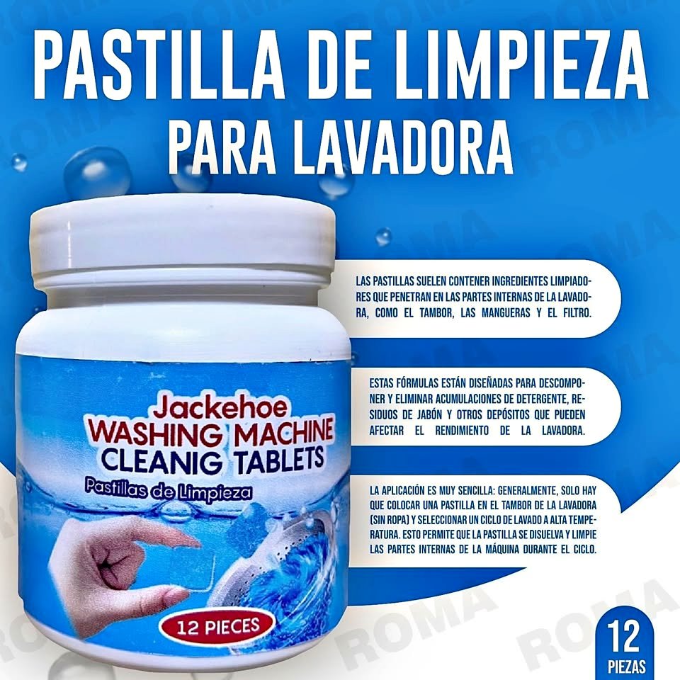 Pastillas para Limpieza interna de Lavadoras – Elimina Sarro, Residuos y Malos Olores