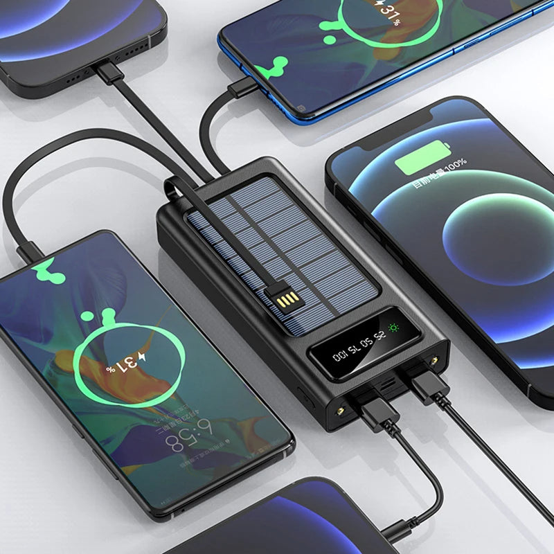 CARGADOR PORTATIL Power Bank SOLAR  4 EN 1 |18000 mAh + Linterna + Panel Solar