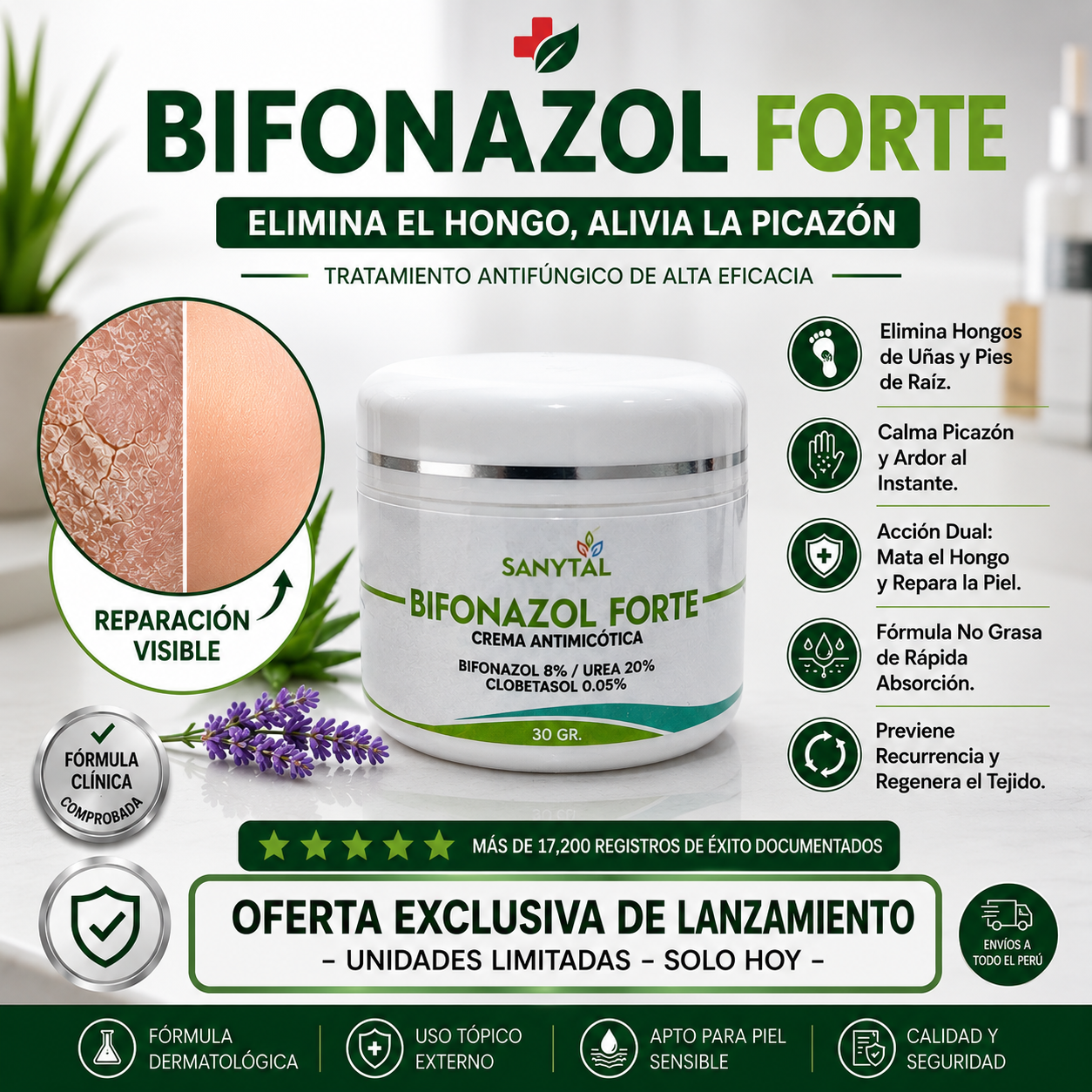 Bifonazol Forte 3 EN 1 | Crema Intensiva Contra Hongos y Tiña