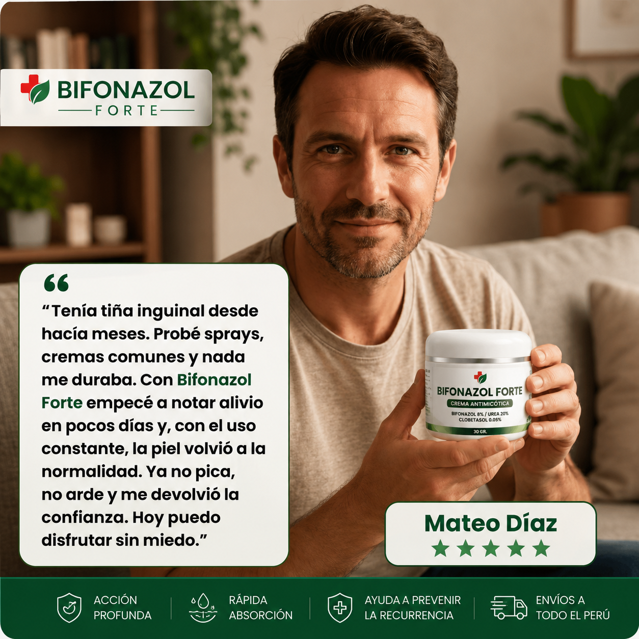 Bifonazol Forte 3 EN 1 | Crema Intensiva Contra Hongos y Tiña